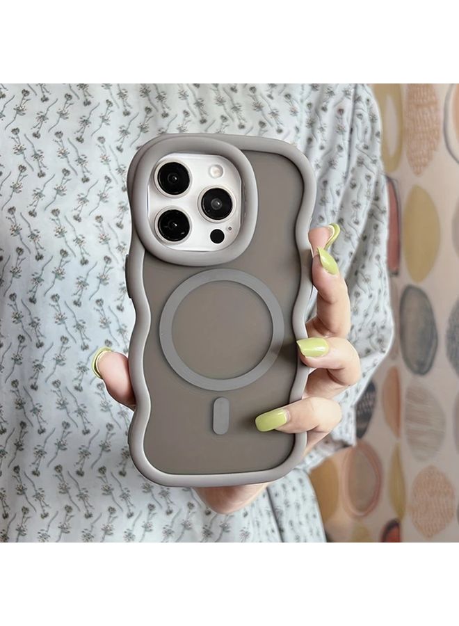 Pink Magnetic Wireless Charging Case for iPhone 14 Plus Shockproof Wavy Matte Cover - Image 2